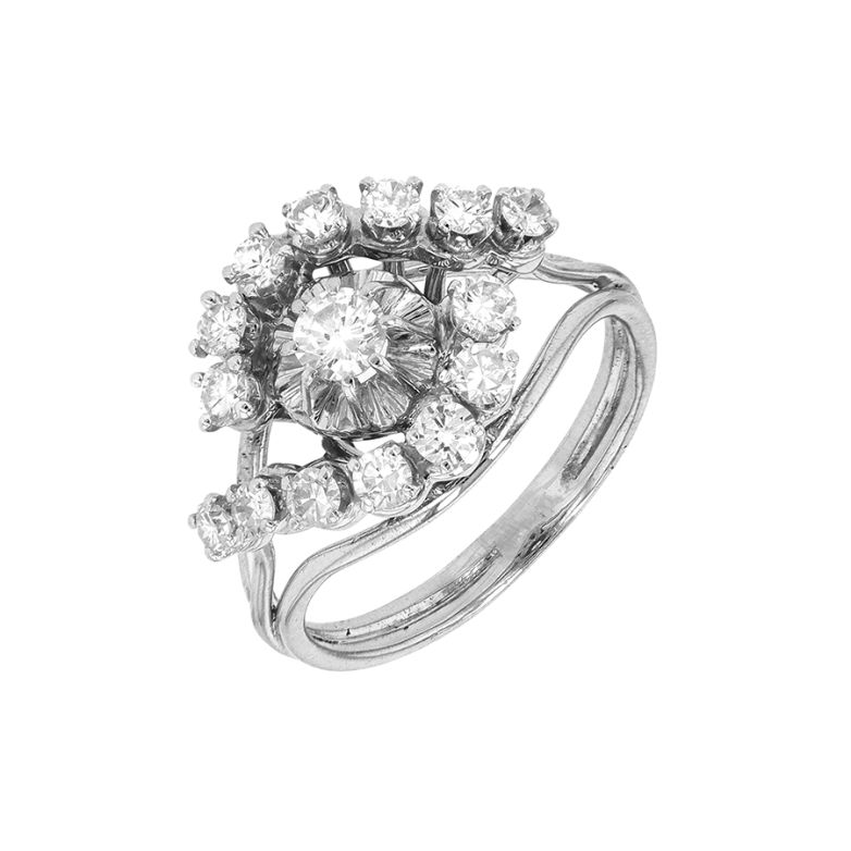 Bague vintage diamants 0.76 carat or blanc et platine 5.52g Comme neuf -  reconditionné disponible sur Gemme Les Bijoux